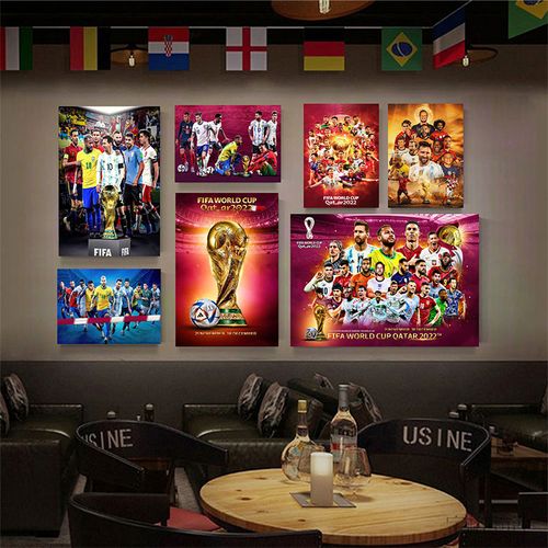 世界杯海报足球明星全家福内马尔c罗梅西足球明星房间宿舍墙贴纸
