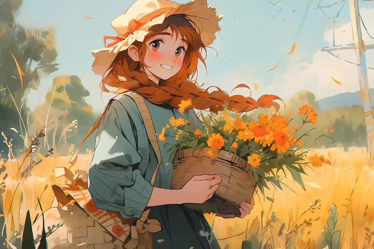 采花的姑娘.#姑娘 #壁纸 #鲜花 #秋天 #头像 - 抖音