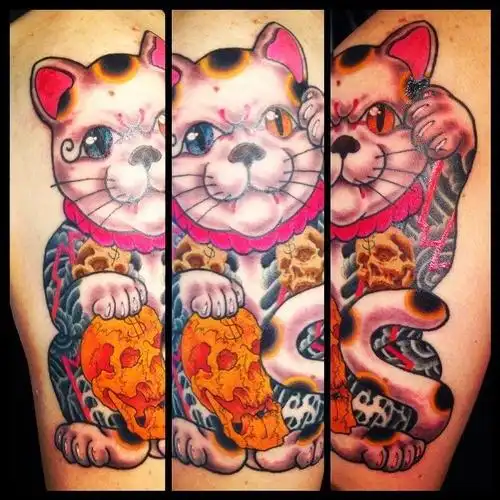 日式风格招财猫纹身招财改运纹身7