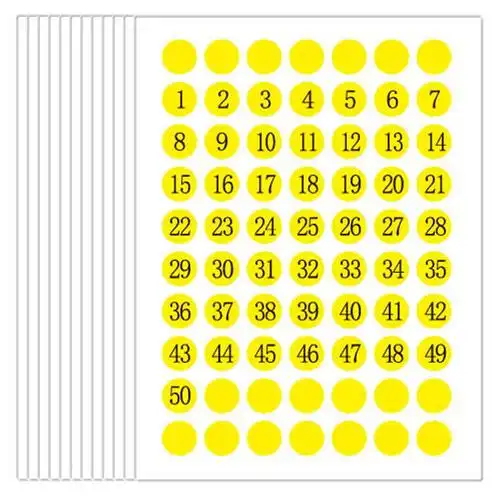 【纸质贴纸不防水,1包12张,每张的数字如图】1cm圆形数字贴纸 1-100