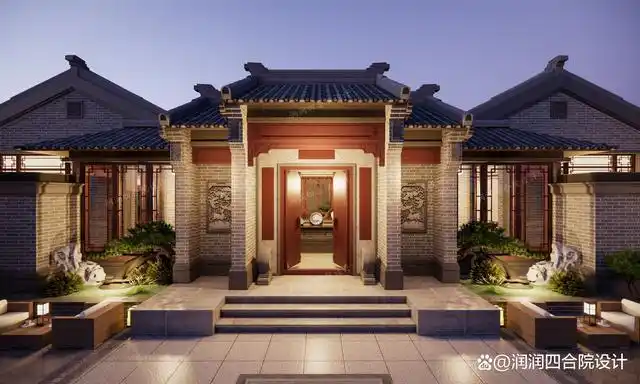 河北唐山一层仿古四合院23.8×28.9,二进式6庭院