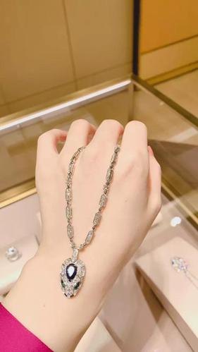 阿段正品代购2020新款bvlgari宝格丽白金全钻蛇头项链