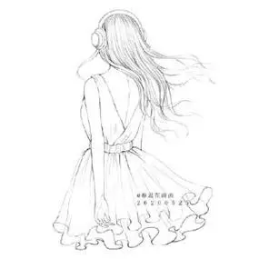 线稿女孩背影 - 高清图片,堆糖,美图壁纸兴趣社区