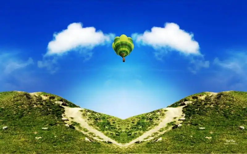 蓝色优美风景主题_风景优美的小屋