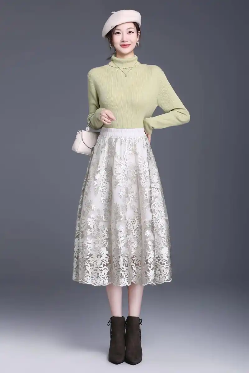 蕾丝半身裙秋季新款#蕾丝半身裙秋 #半身裙搭配 #半身裙中长 - 抖音