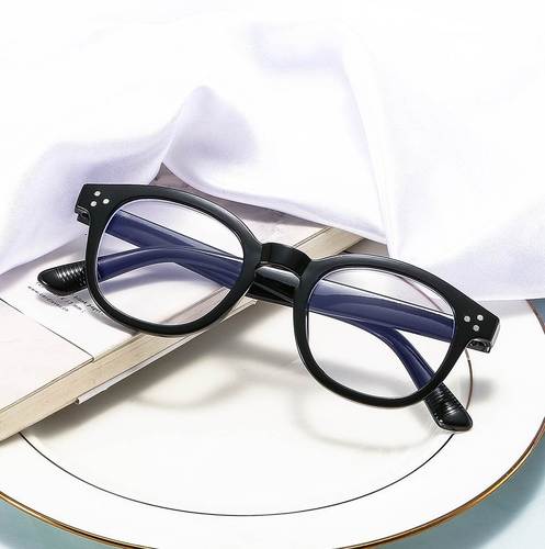 2021新款欧美米钉圆框防蓝光平光镜果冻色条纹复古眼镜框男女同款