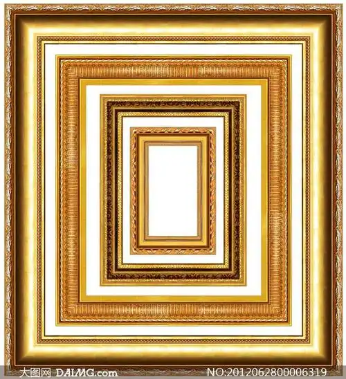 金色质感的相框边框psd分层素材