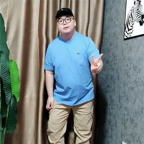 帅胖胖子潮流加肥加大男装打底韩版港小清新纯色t恤
