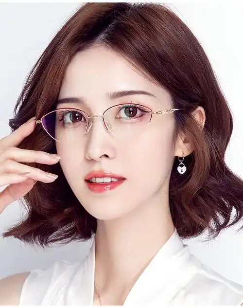 眼镜框女半框超轻无度数透明可配防蓝光防辐射老花散光近视眼镜女有