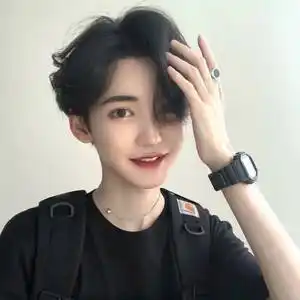 韩版假发男女帅气t中分短直发蓬松自然学生中性纹理烫卷全头套式