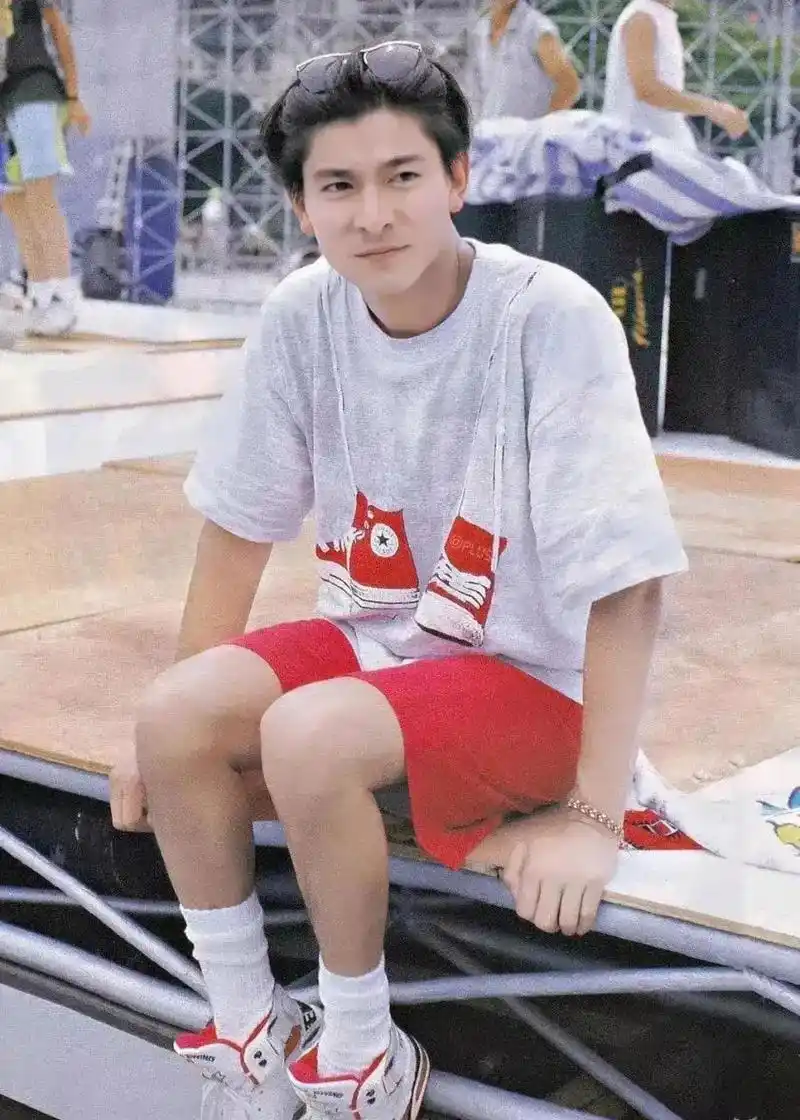 在照片中,刘德华皮肤白皙,五官精致,非常帅气迷人.