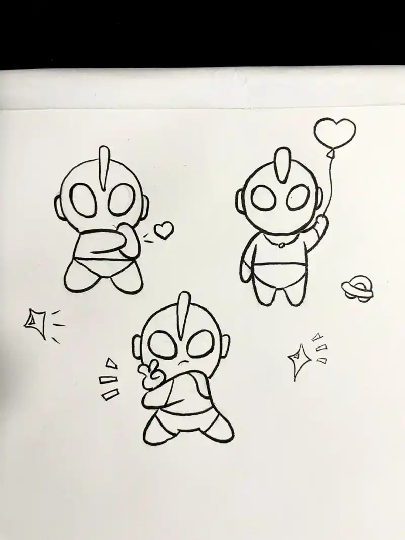 奥特曼简笔画|可爱|画画|附细节图 你相信光吗 可可爱爱敲简单的