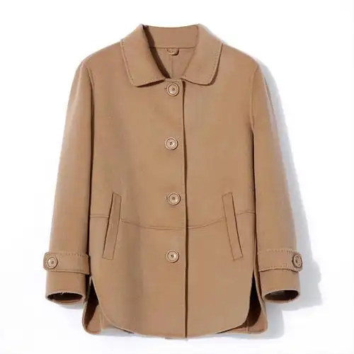 中老年毛呢外套女士短款双面羊绒大衣修身显瘦气质妈妈装呢子上衣