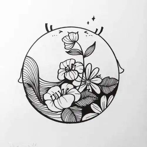 圆形的线描作品
