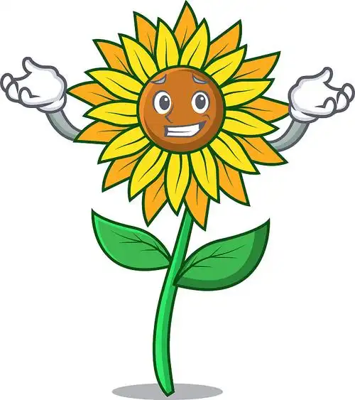 咧嘴笑向日葵卡通人物风格插画下载