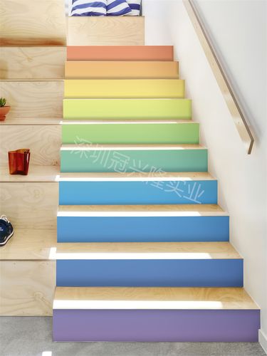 纯色彩虹色彩图艺术美化装饰楼梯台阶贴纸瓷砖地板壁纸立体墙贴