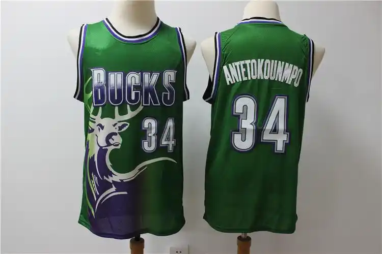 nba雄鹿 队bucks #34 antetokounmpo 字母哥刺绣篮球衣服外贸批发