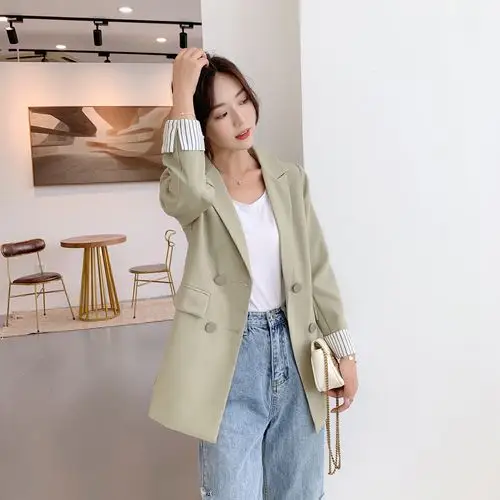 小西装女长袖秋绿穿搭|小西装女长袖秋绿搭配|小西装女长袖秋绿品牌