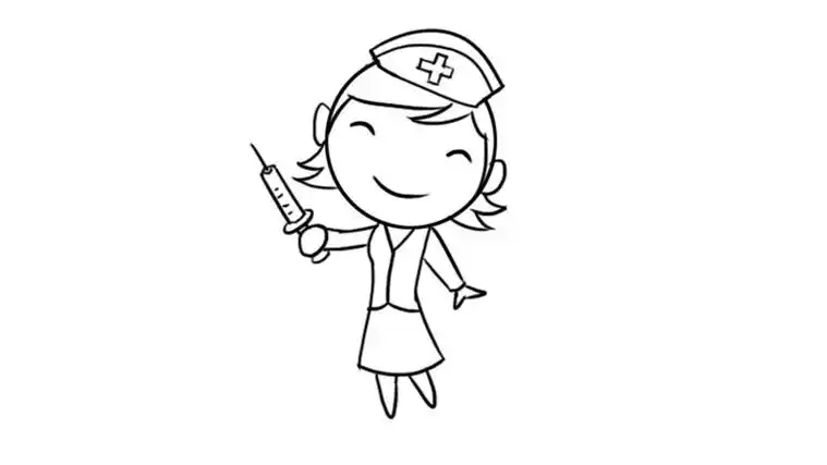 护士打针涂色画