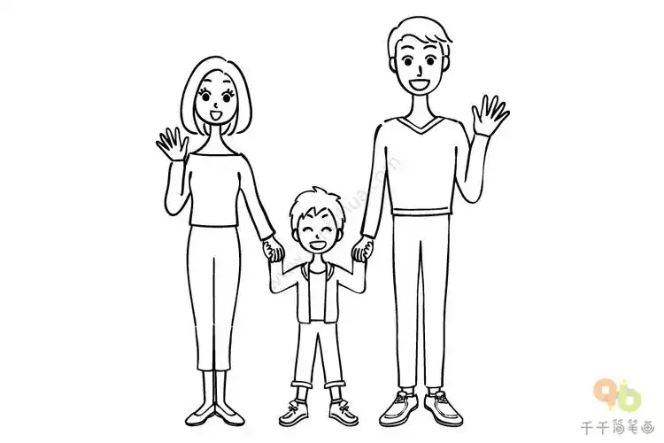 我和我的家人简笔画,家人的简笔画怎么画,幸福的一家人简笔画,一家人