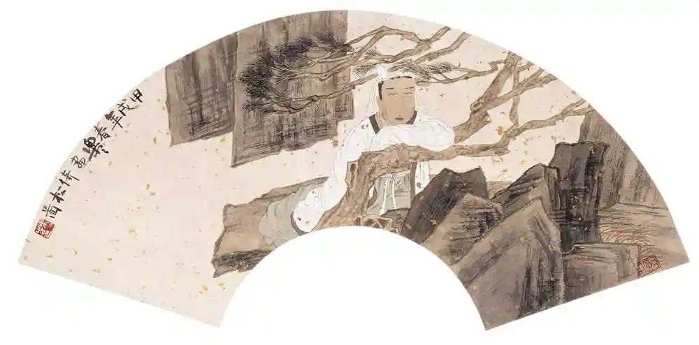 徐乐乐 1994年作 倚松图 镜心