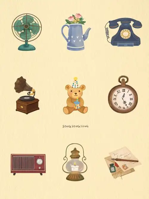 画了一组复古小物件