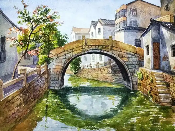 水彩画江南水乡系列1