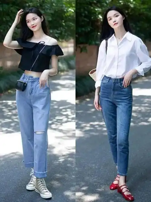 牛仔裤曾经是烂街的物品,但在一些女孩眼里,牛仔裤是我们日常搭配的
