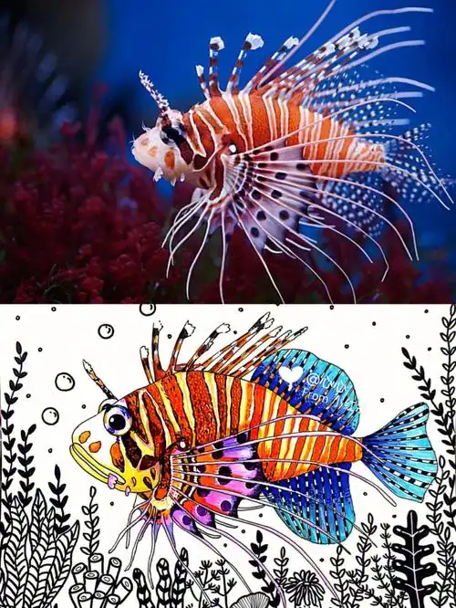 创意美术  #创意美术儿童画  #创意儿童画  #创意美术ppt #狮子鱼