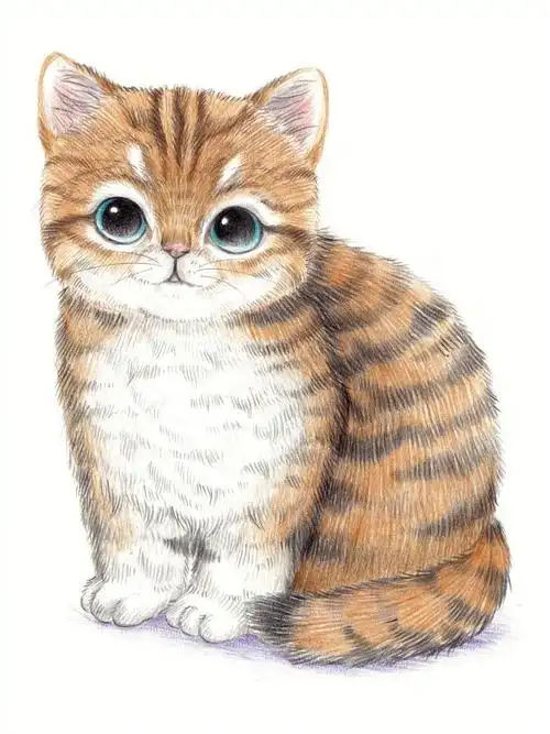 彩铅小动物虎斑猫