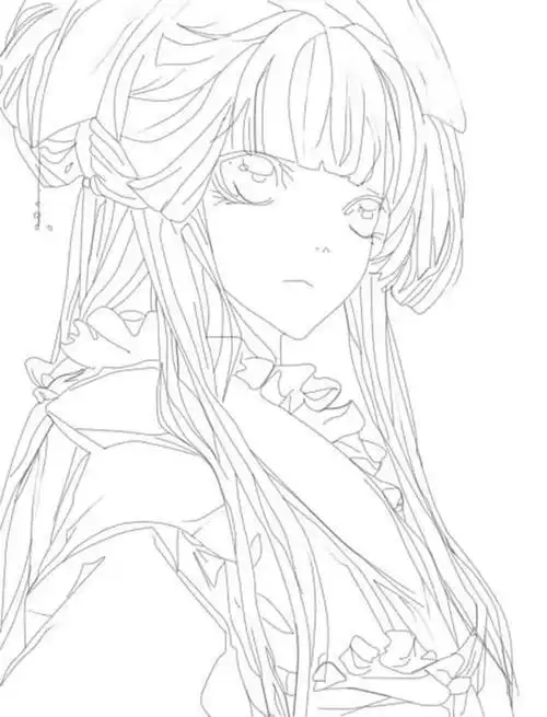 2次元少女简笔画古风