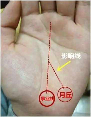 如果在手掌上月丘的位置多出来一条线,然后延伸到事业线,这条线被称为