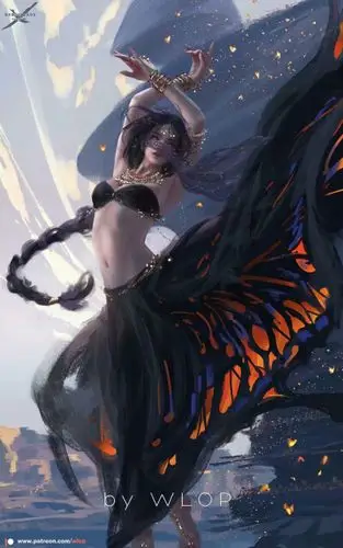 鬼刀 壁纸 插画 by wlop