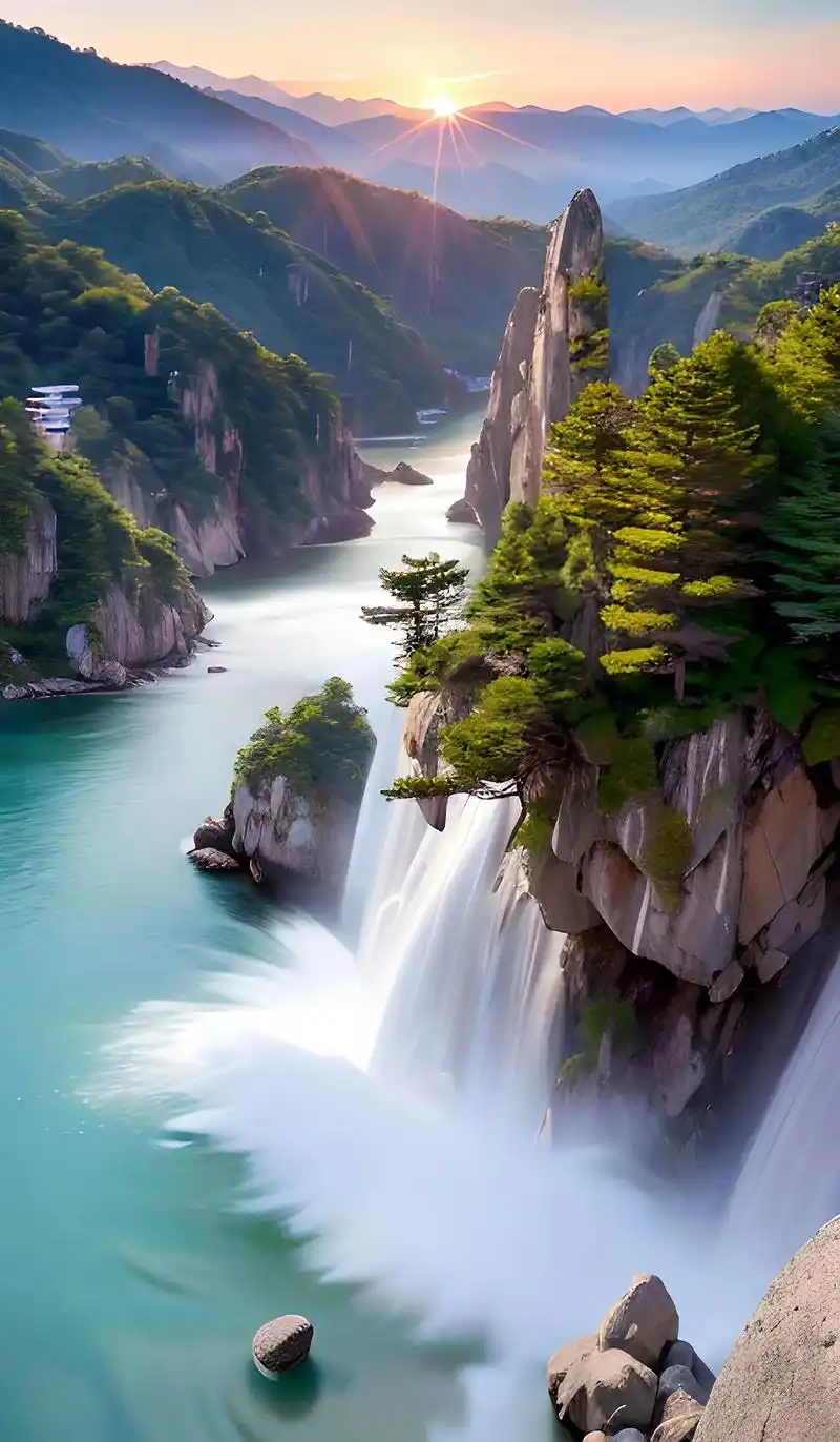 壁纸 风景 旅游 瀑布 山水 桌面 1440_2470 竖版 竖屏 手机