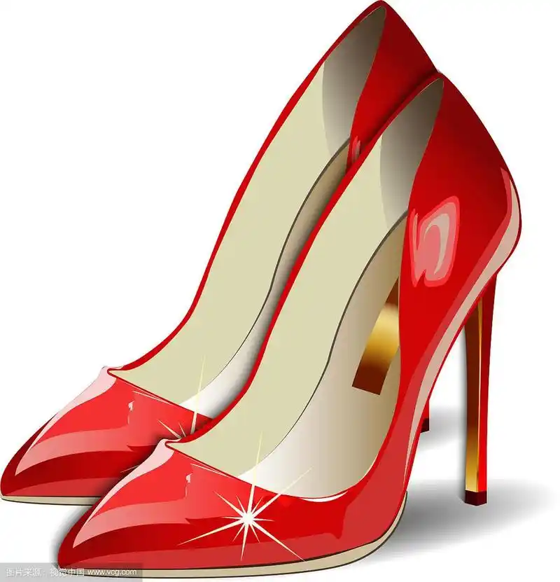 卡通红色女鞋在白色的背景