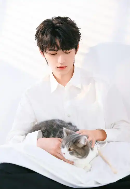 宋亚轩身穿白色衬衫,与猫咪愉快玩耍,活力满满的少年_高清图集_新浪网
