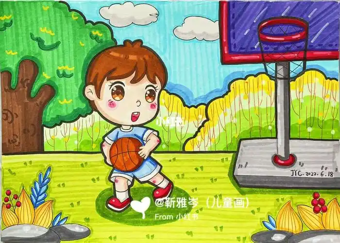 《做运动》《阳光下成长》《体育课》《我爱运动》#儿童画  #马克笔