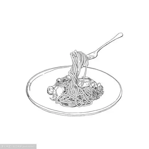 意大利面手绘素描
