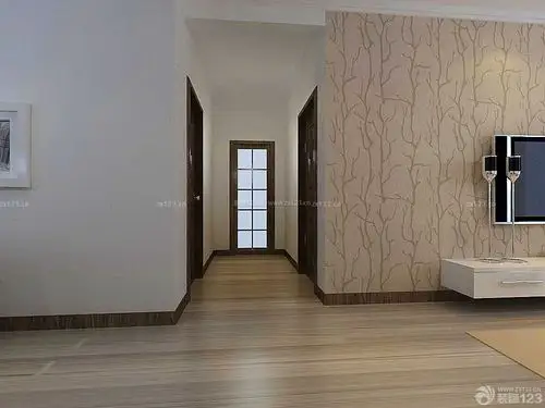 走廊玄关浅黄色木地板设计图_装信通网效果图