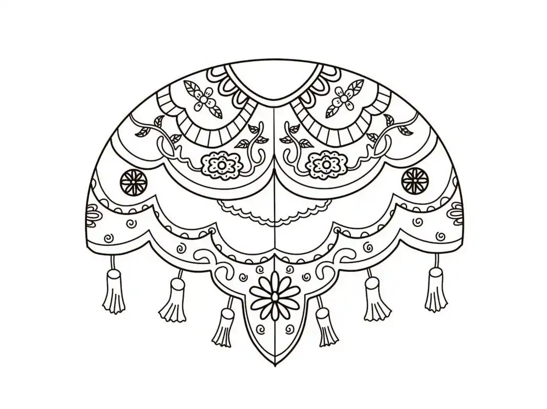 30】《云肩》中国传统服饰素材 分享简笔画素材:《云肩》中国传统服饰