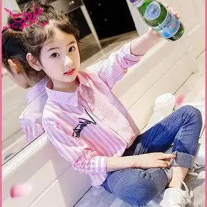 洋气四5六胖女童8小学生长袖衬衫10-12岁女孩秋装13中大儿童衬衣6