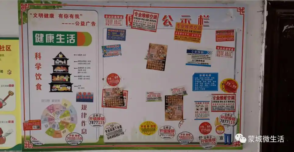 蒙城:某小区楼道便民栏,贴着涉嫌违法犯罪的小广告 ..._网页