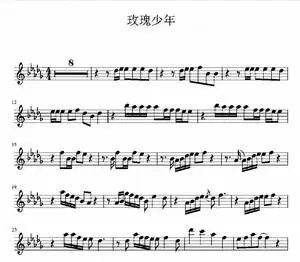 玫瑰少年-蔡依林 小提琴谱 五线谱2页 送伴奏音频