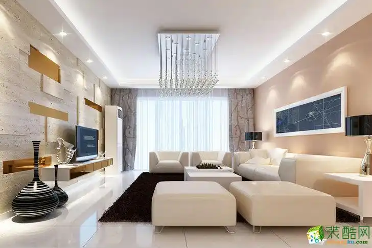 现代简约风格95平米三室两厅装修案例效果图赏析贵阳华冠装饰