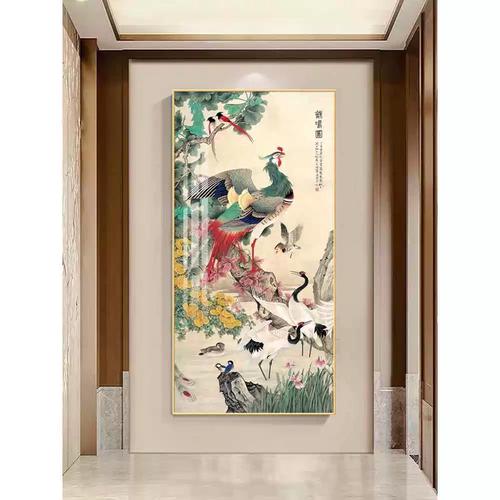 新中式百鸟朝凤图玄关装饰画招财寓意好楼梯过道走廊书房茶室挂画