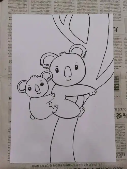 可爱树袋熊卡通简笔画【附步骤