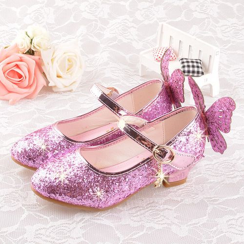 韩版公主水晶鞋儿童秋款皮鞋5小孩子9高跟拉丁舞鞋8岁7女孩12岁银