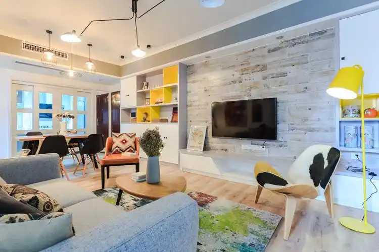 75平米三居室厨房装修效果图现代北欧风二居装修厨房欣赏图120㎡现代