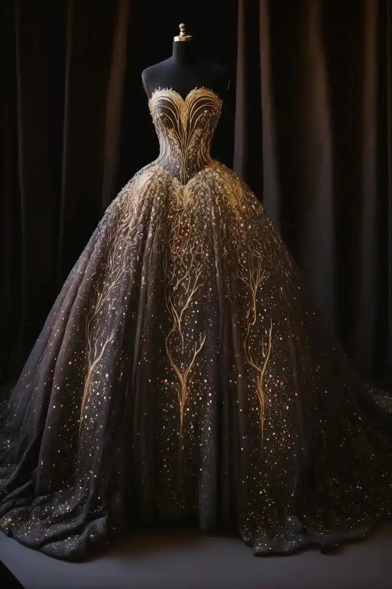 星夜如你|璀璨星空高定礼服设计.夜色抹去了最后一缕残阳,夜幕 - 抖音