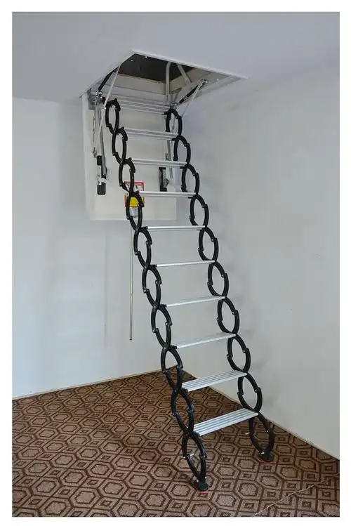 开先阁楼伸缩楼梯家用折叠梯子全自动升降爬梯钛镁合金电动收缩室内外